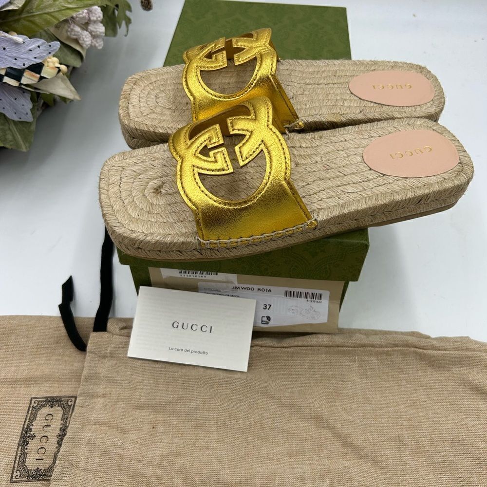 Women’s Gucci interlocking G Leather espadrilles size 37 made in Spain - Picture 4 of 10